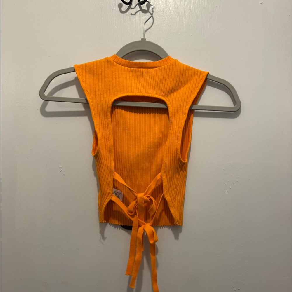 Zara Bright Orange Ribbed Crop Top